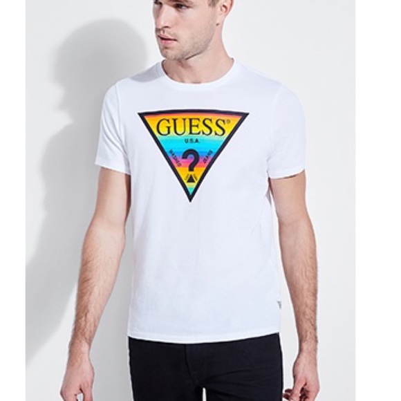 guess rainbow logo tee